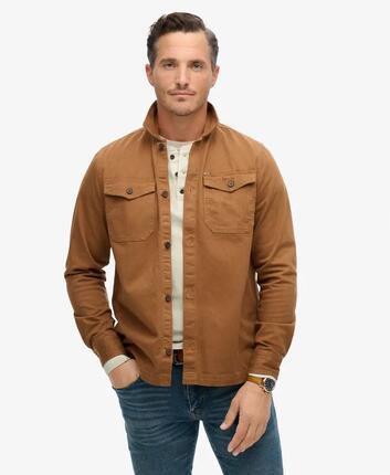 superdry Overshirt Herringbone en algodón premium