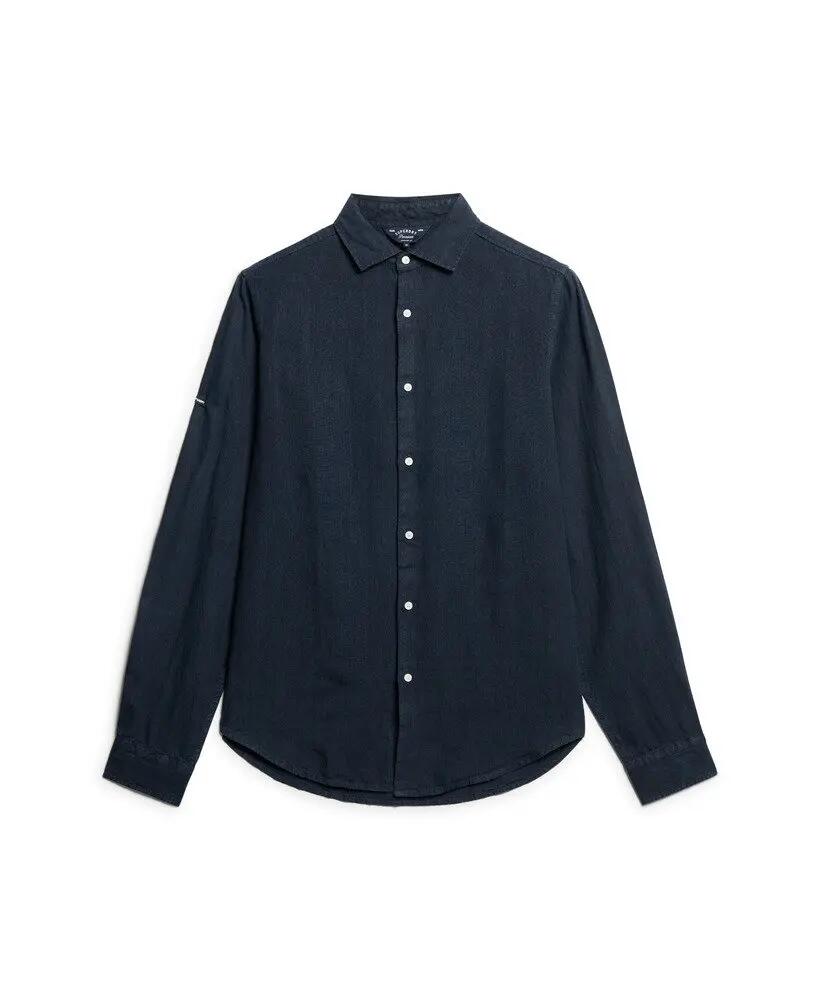 superdry Camisa Casual de Lino Manga Larga - NAVY 7/7