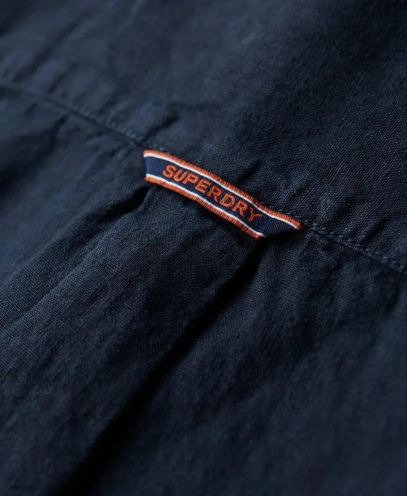 superdry Camisa Casual de Lino Manga Larga - NAVY 6/7