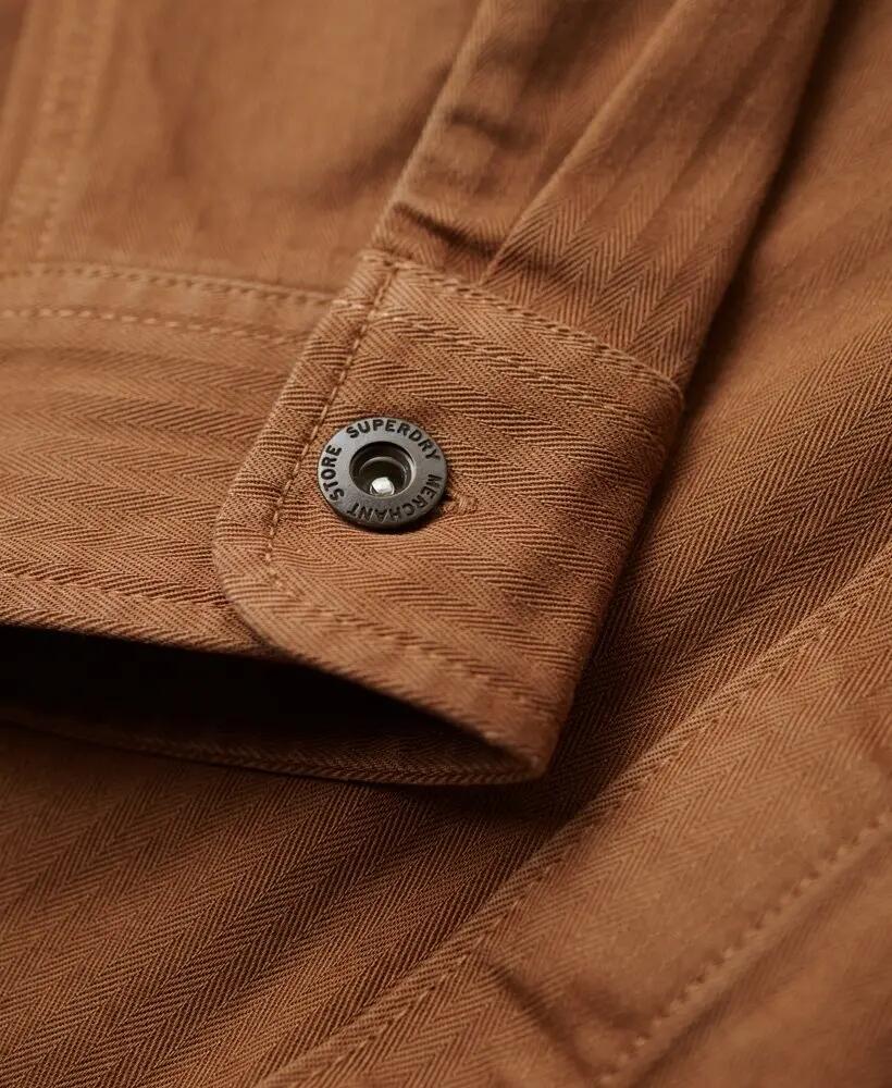 superdry The Merchant Store - Herringbone Overshirt in cotone premium – Denim 5/6