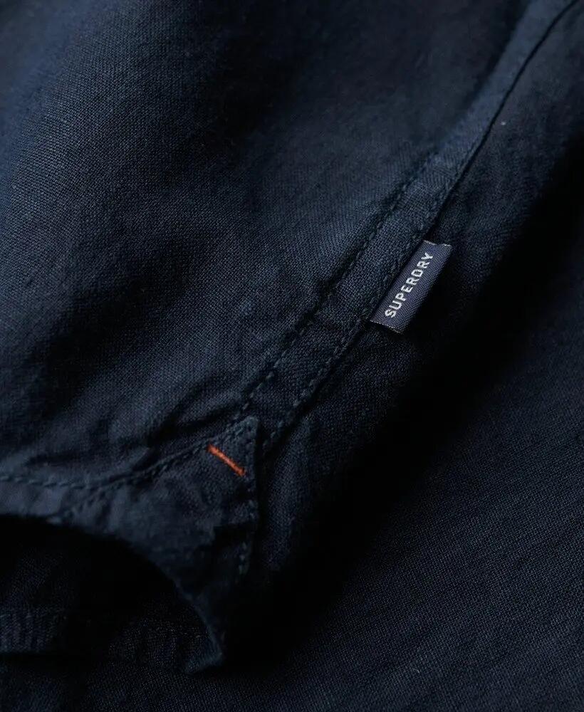 superdry Camisa Casual de Lino Manga Larga - NAVY 5/7