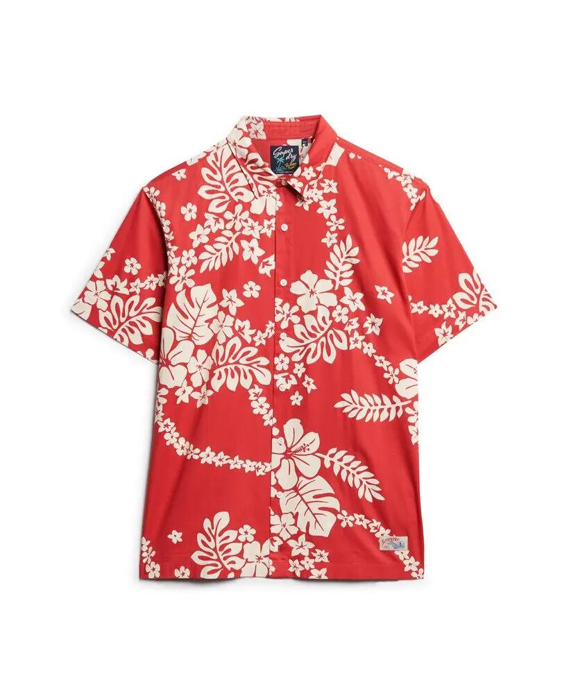superdry Hawaiian Shirt hombre 30% algodón 70% modal, color SURF SCHOOL RED 7/7