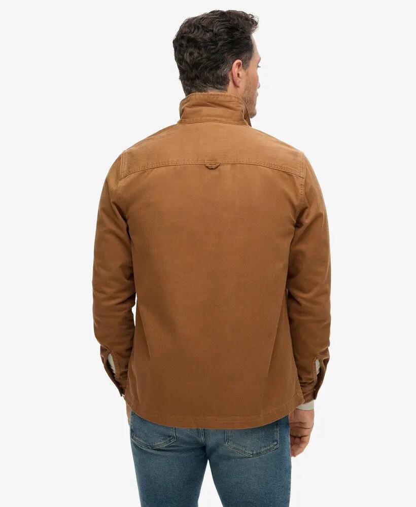 superdry The Merchant Store - Herringbone Overshirt in cotone premium – Denim 4/6