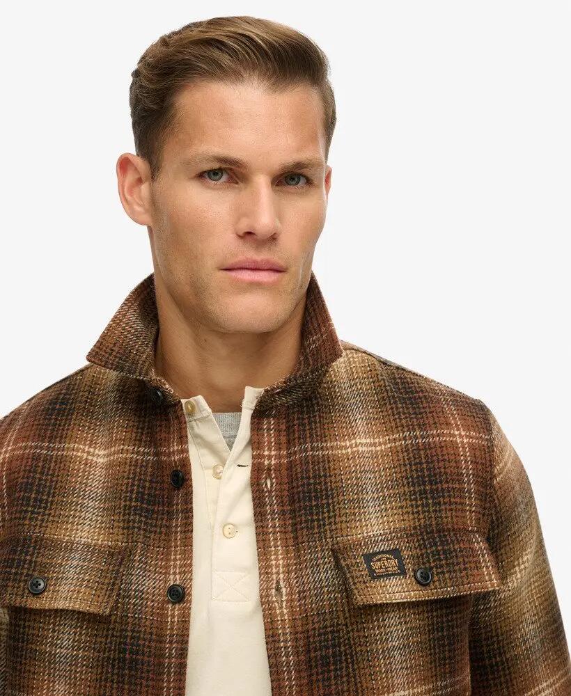 superdry Wool Miller Overshirt in misto lana con fodera borg 3/6