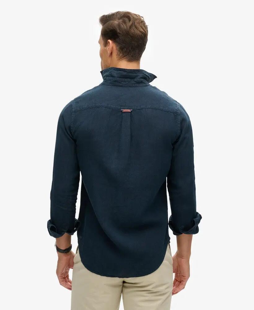 superdry Camisa Casual de Lino Manga Larga - NAVY 4/7