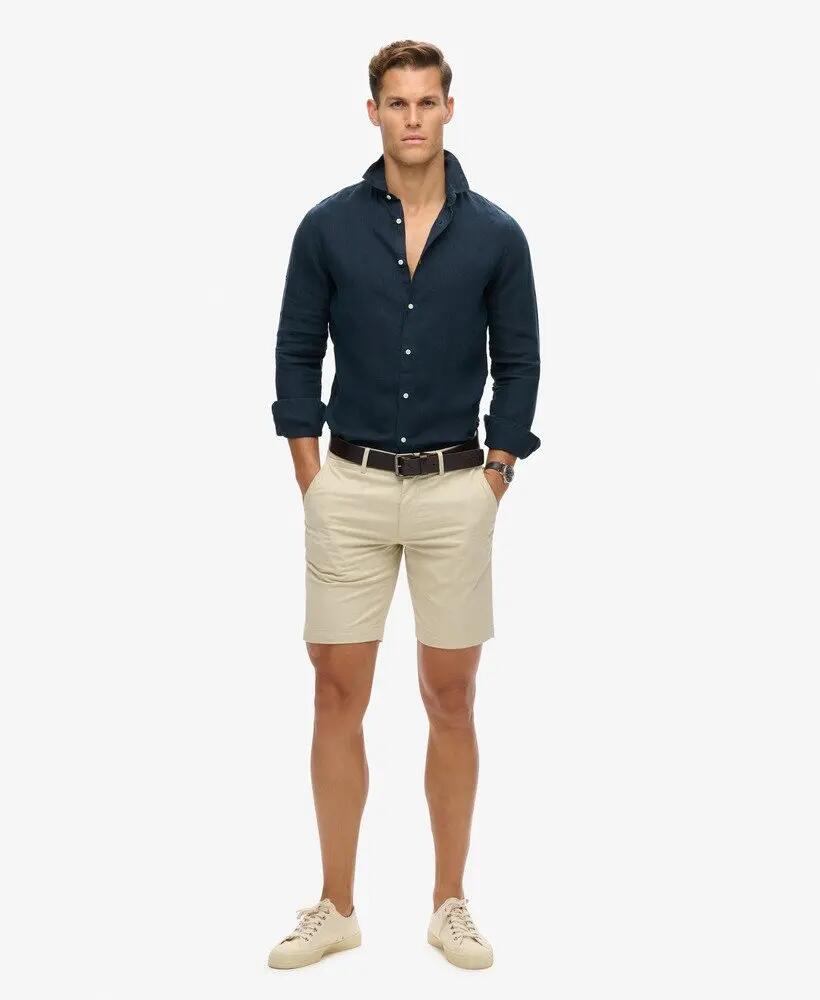 superdry Camisa Casual de Lino Manga Larga - NAVY 2/7