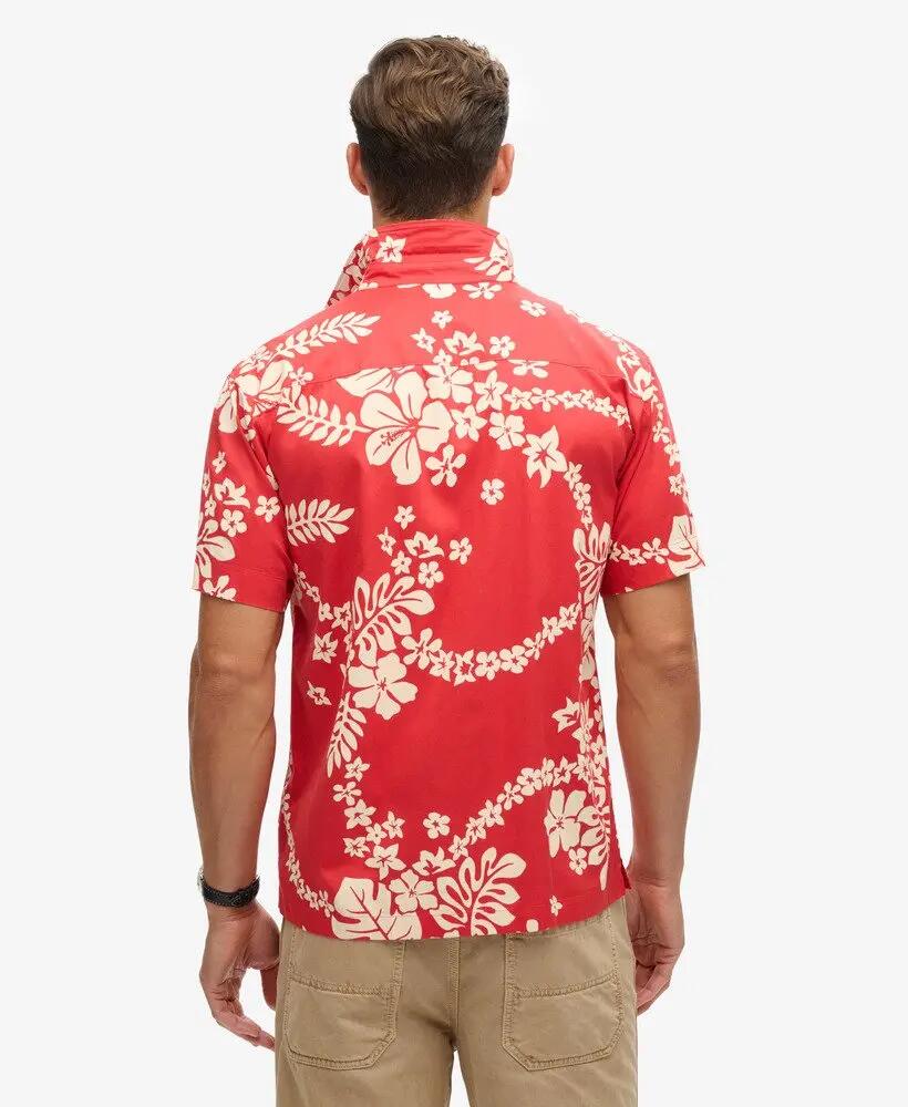 superdry Hawaiian Shirt hombre 30% algodón 70% modal, color SURF SCHOOL RED 4/7