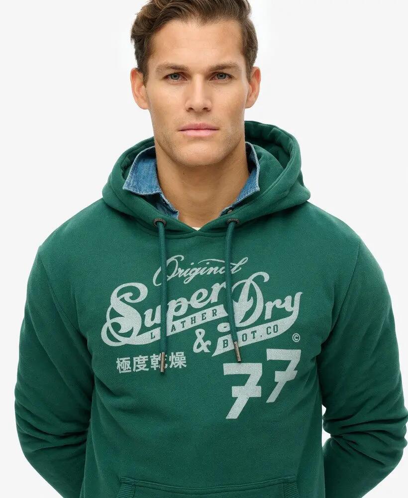 superdry Leather & Boot Co Script sudadera con capucha en mezcla de algodón 3/6