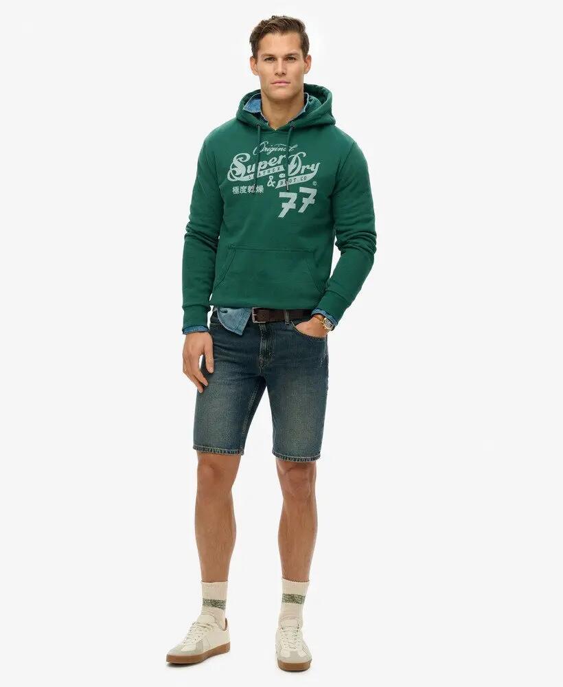 superdry Leather & Boot Co Script sudadera con capucha en mezcla de algodón 2/6