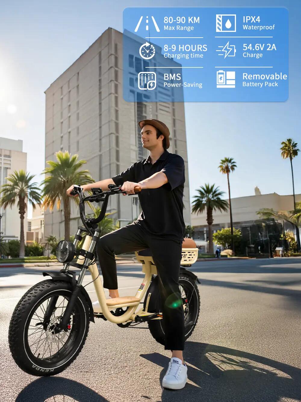Bicicleta eléctrica para adultos ONESPORT W77, batería 48V 18Ah, neumáticos 20" 8/11