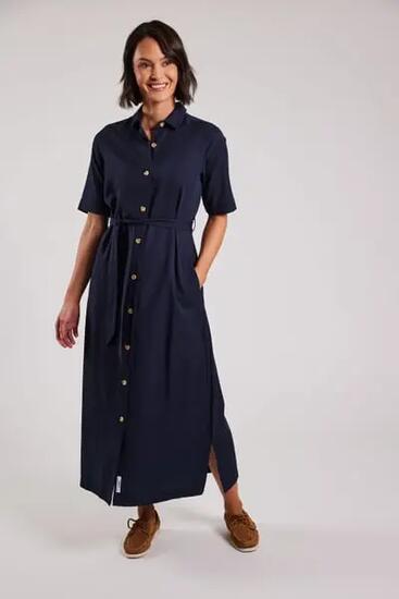 sebago Lyocell Hemdblusenkleid Marineblau