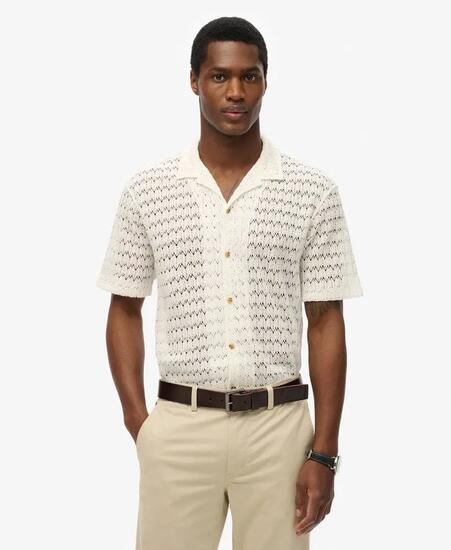 superdry Knitted Texture Hemd Weiß Crochet