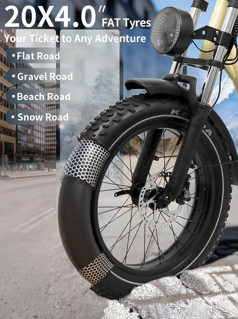 Bicicleta eléctrica para adultos ONESPORT W77, batería 48V 18Ah, neumáticos 20" 11/11