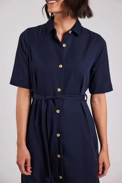 sebago Lyocell Dress - Vestido camisa em lyocell, azul-marinho 4/7