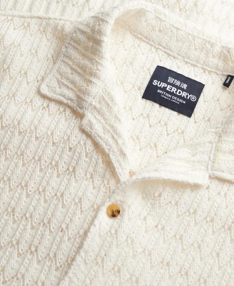 superdry Camicia Knitted Texture Crochet bianca – White Crochet 5/6