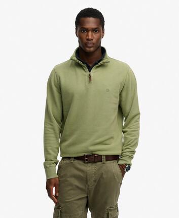 superdry Classic Essential Half Zip Sweatshirt – 100% Baumwolle – Light Khaki