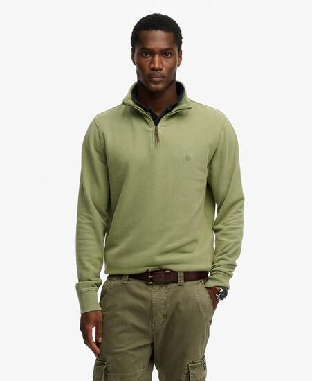 superdry Classic Essential Half Zip Sweatshirt – 100% Baumwolle – Light Khaki