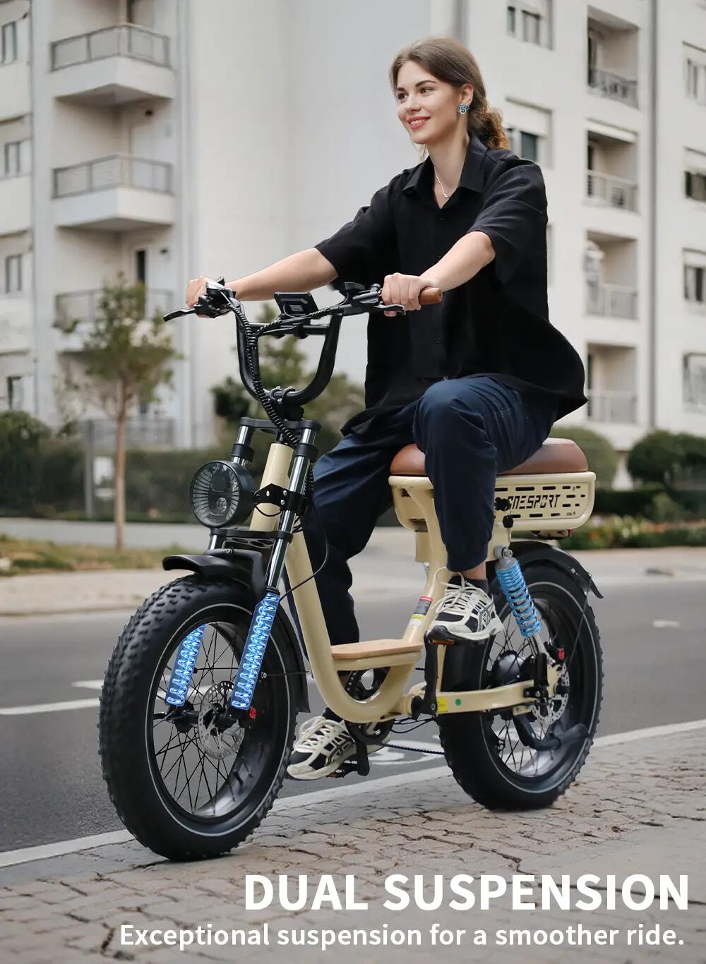 Bicicleta eléctrica para adultos ONESPORT W77, batería 48V 18Ah, neumáticos 20" 10/11