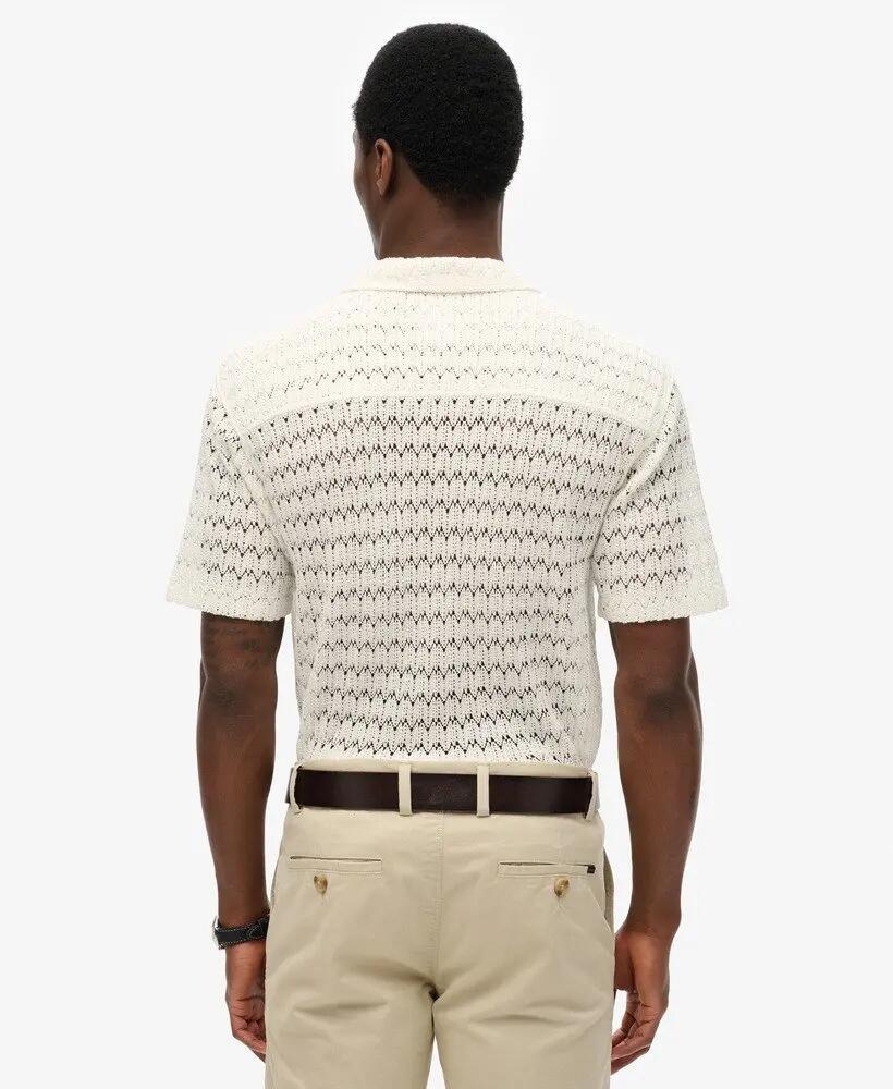 superdry Camicia Knitted Texture Crochet bianca – White Crochet 4/6