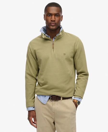 superdry Classic Essential Half Zip Sweatshirt – 100% Baumwolle – Light Khaki