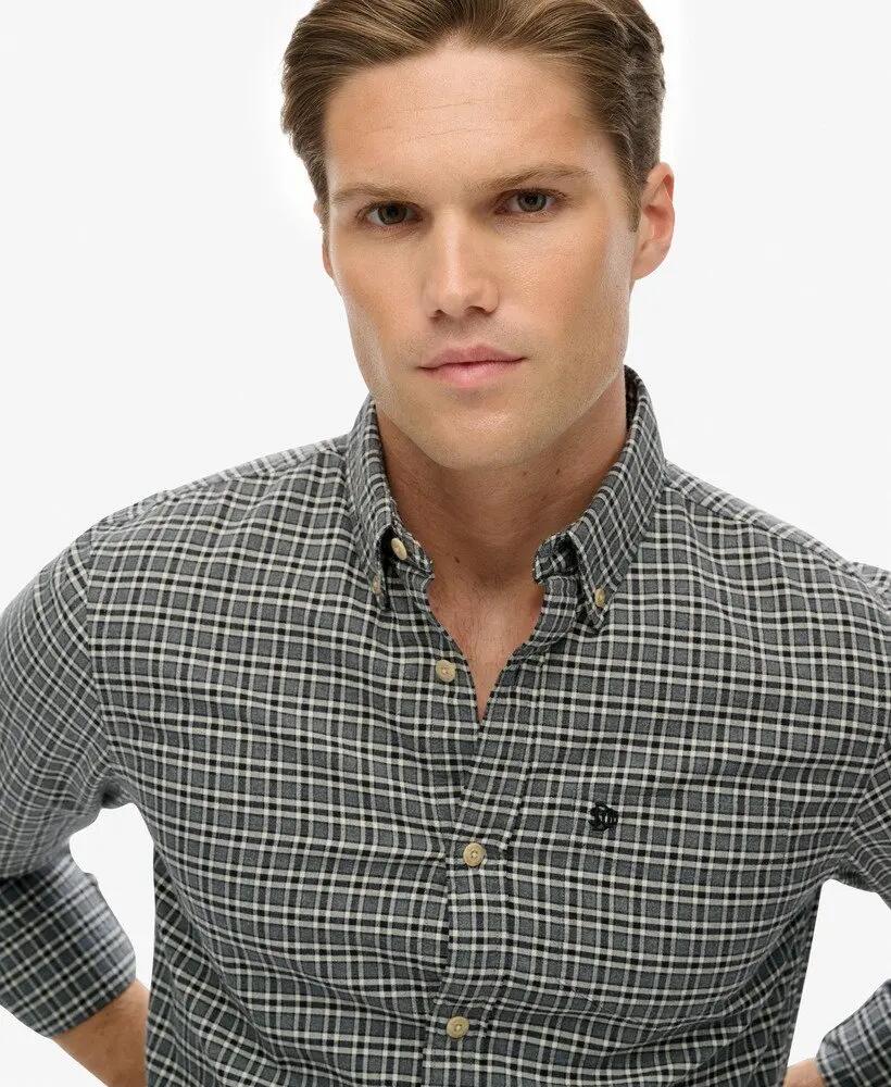 superdry Chemise Premium Check Oxford en coton bio — Charcoal Marl Micro Grid 4/6
