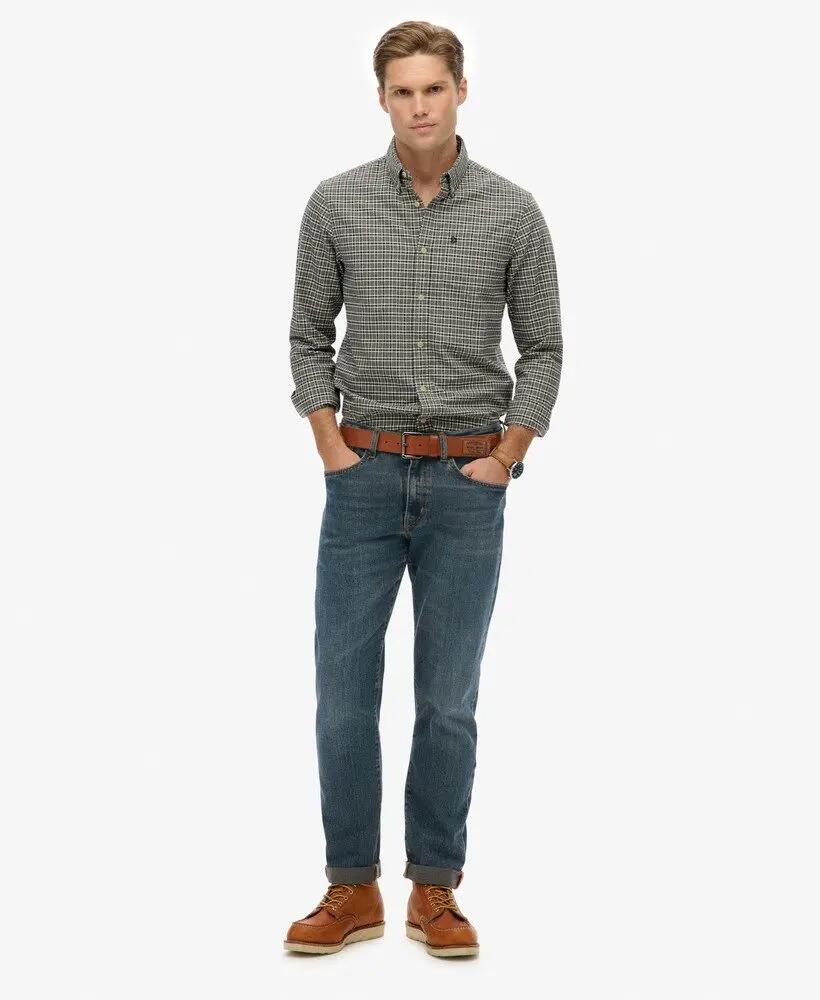 superdry Chemise Premium Check Oxford en coton bio — Charcoal Marl Micro Grid 3/6