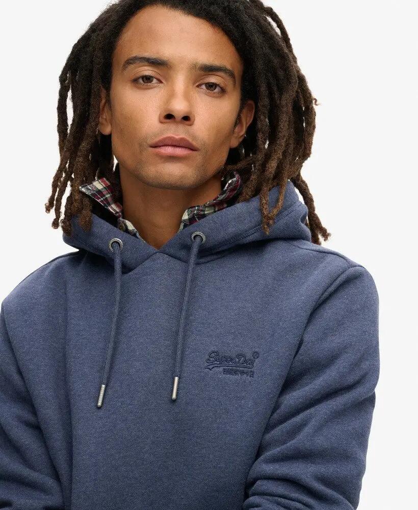 superdry Essential Logo Hoodie – Heritage Navy Marl, katoen en gerecycled 3/6