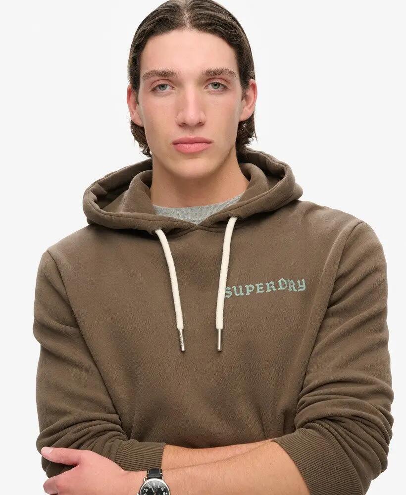 superdry Tattoo Graphic Hoodie van gerecycled katoen Dark Khaki 4/7