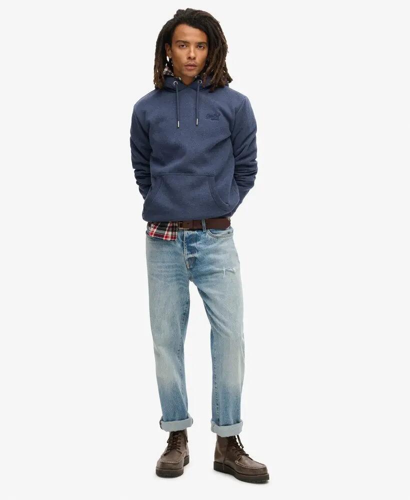 superdry Essential Logo Hoodie – Heritage Navy Marl, katoen en gerecycled 2/6