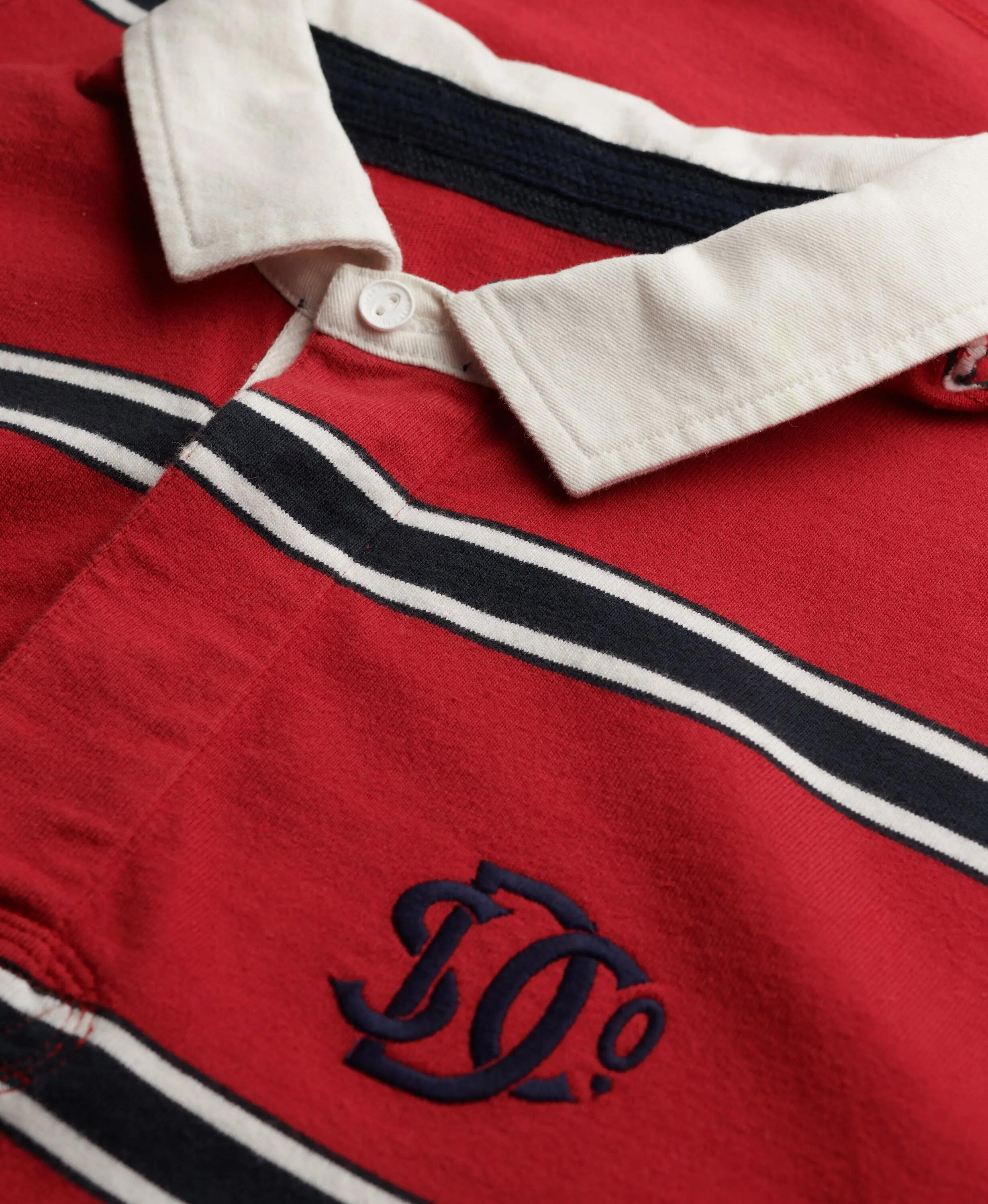 superdry Vintage Athletic Stripe Rugby Top z organicznej bawełny – Czerwone pasy 6/7