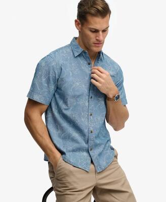 Superdry vintage loom korte mouw overhemd van biologisch katoen