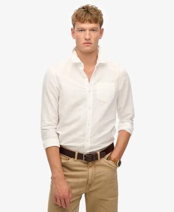 superdry Langarm-Hemd Baumwolle-Leinen Relaxed Fit