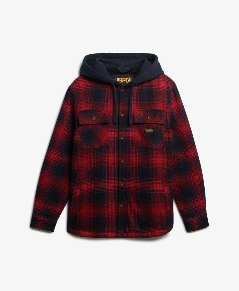 superdry Surplus Hooded Check Shirt – Chemise à capuche légère et doublure borg 7/7