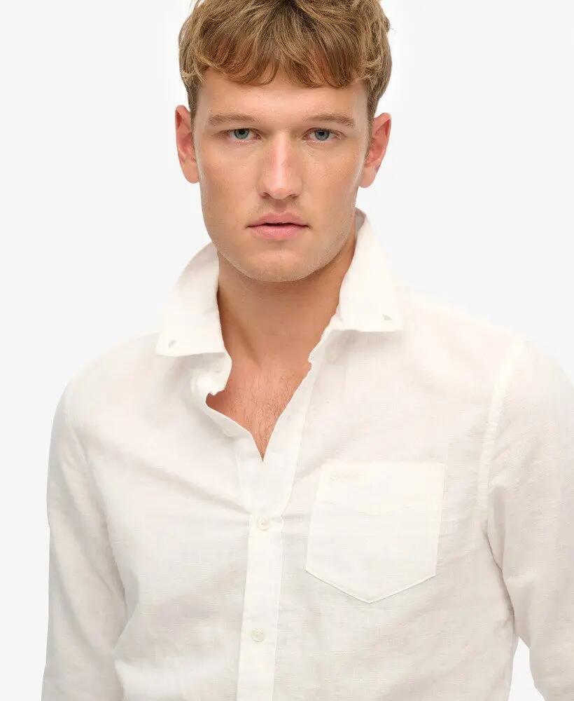 superdry Camicia manica lunga Cotone-Lino Relaxed fit 3/4