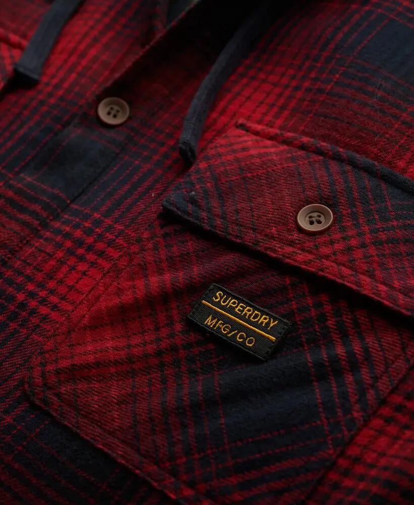 superdry Surplus Hooded Check Shirt – Chemise à capuche légère et doublure borg 6/7