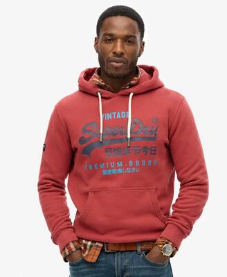Superdry classic vintage logo heritage hoodie – geborsteld katoen, retrologo