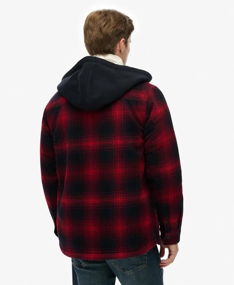 superdry Surplus Hooded Check Shirt – Chemise à capuche légère et doublure borg 5/7
