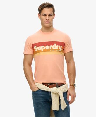 Superdry t-shirt terrain logo stripe relaxed 100% katoen – papaya punch pink
