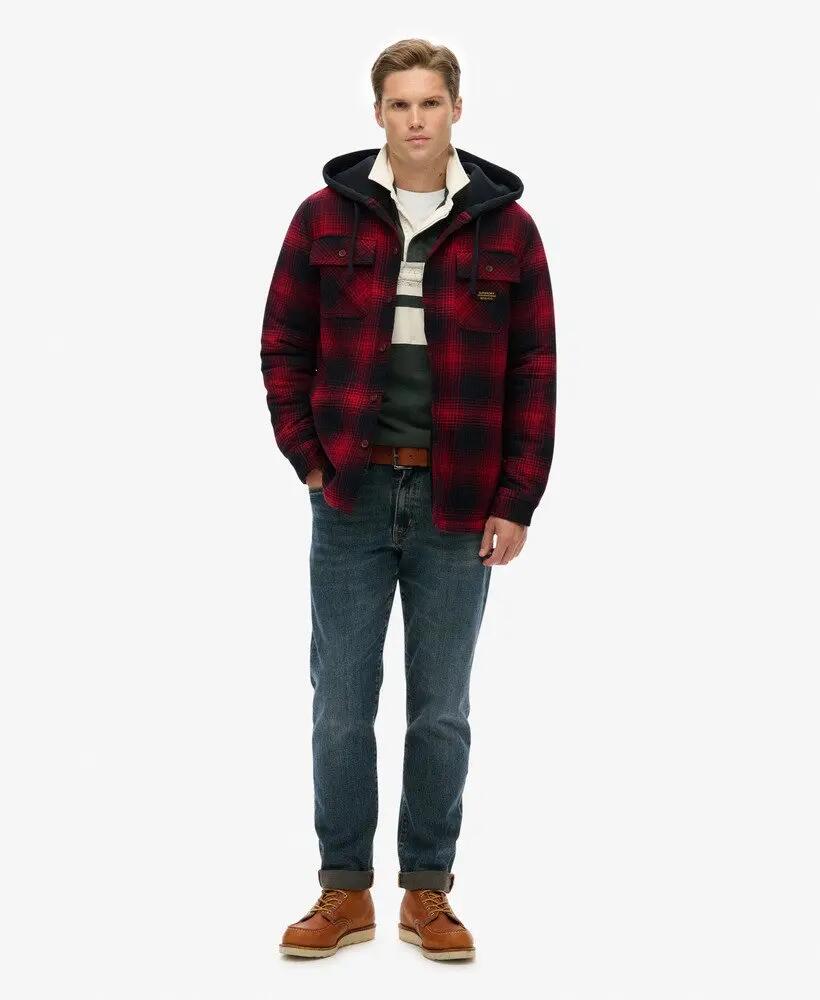 superdry Surplus Hooded Check Shirt – Chemise à capuche légère et doublure borg 3/7