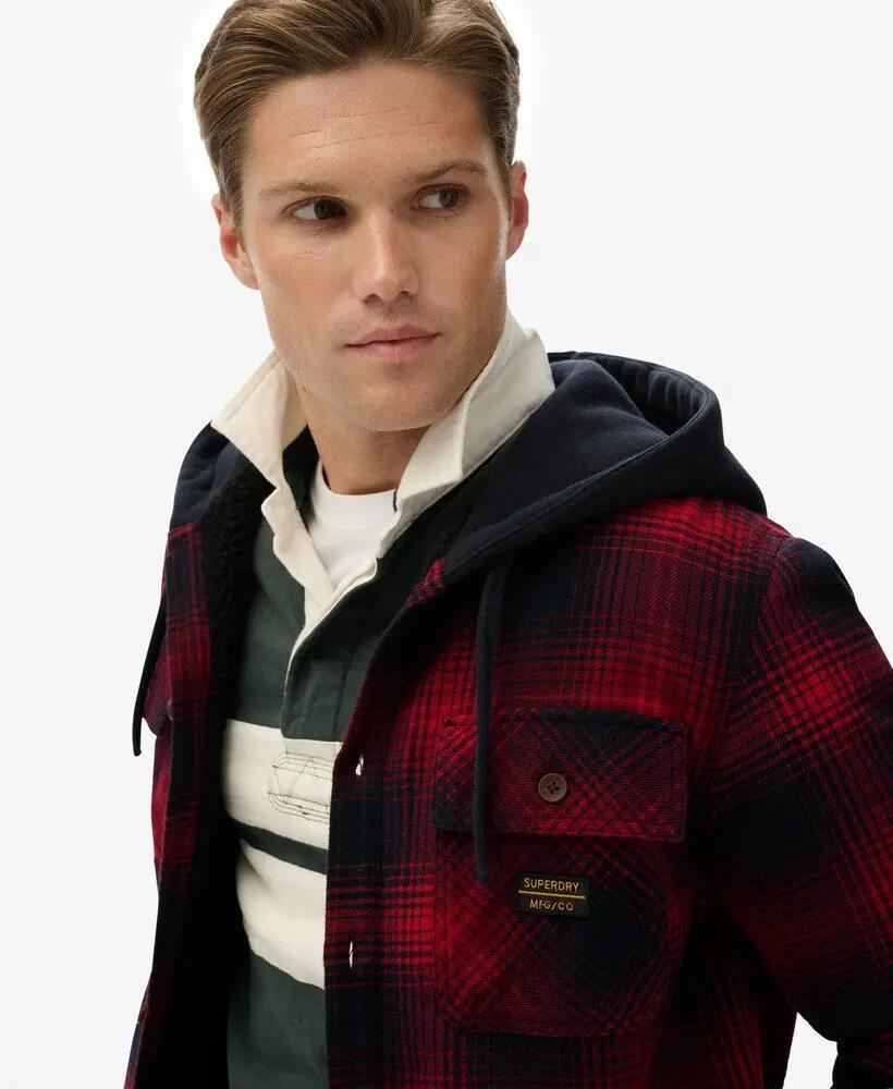 superdry Surplus Hooded Check Shirt – Chemise à capuche légère et doublure borg 2/7