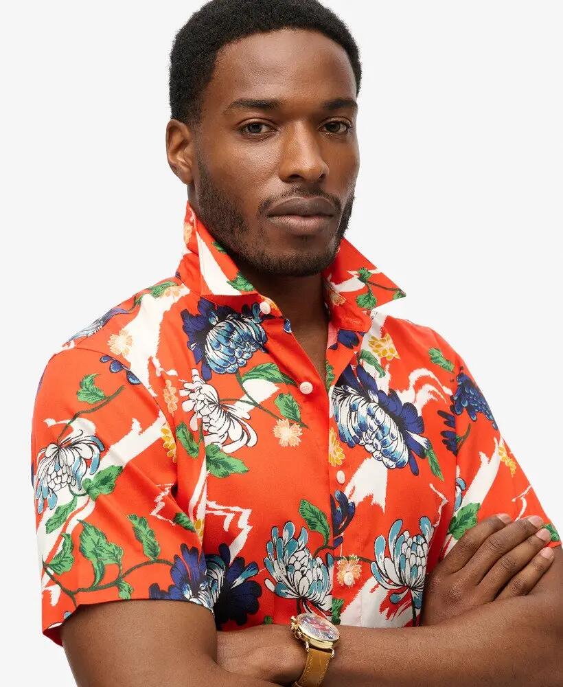 superdry Camisa hawaiana manga corta Aya Burnt Orange Floral 3/7