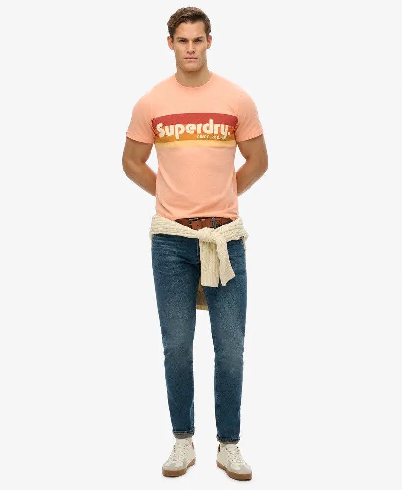 superdry T-shirt Terrain Logo Stripe Relaxed 100% katoen – Papaya Punch Pink 2/6