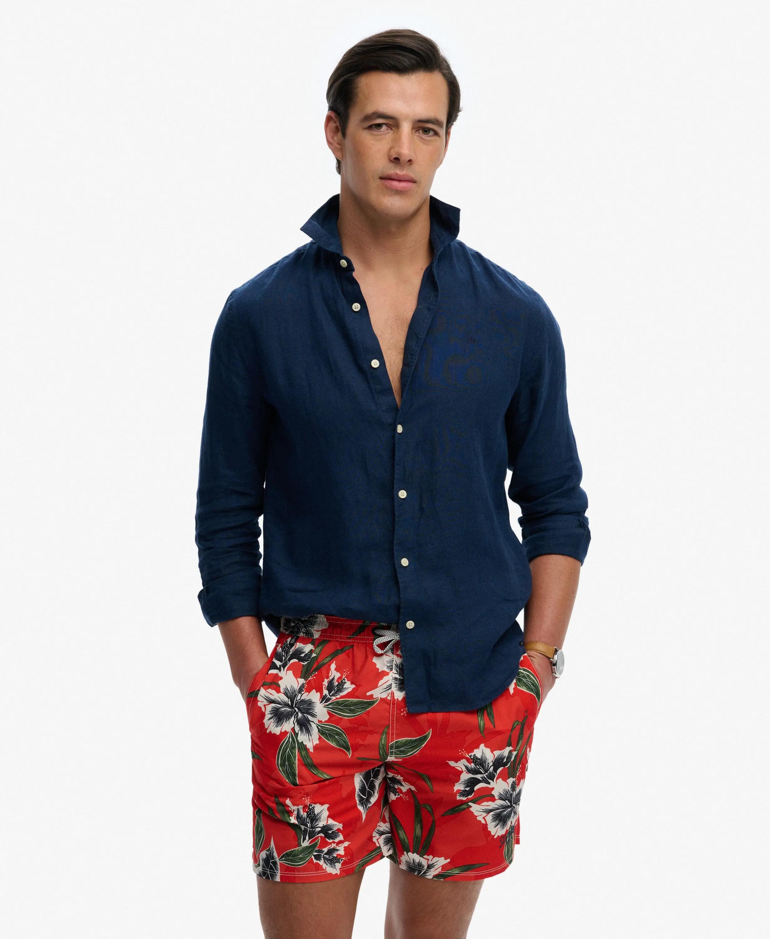 superdry Costume da bagno 16" stampa hawaiana - Hibiscus Red 7/7