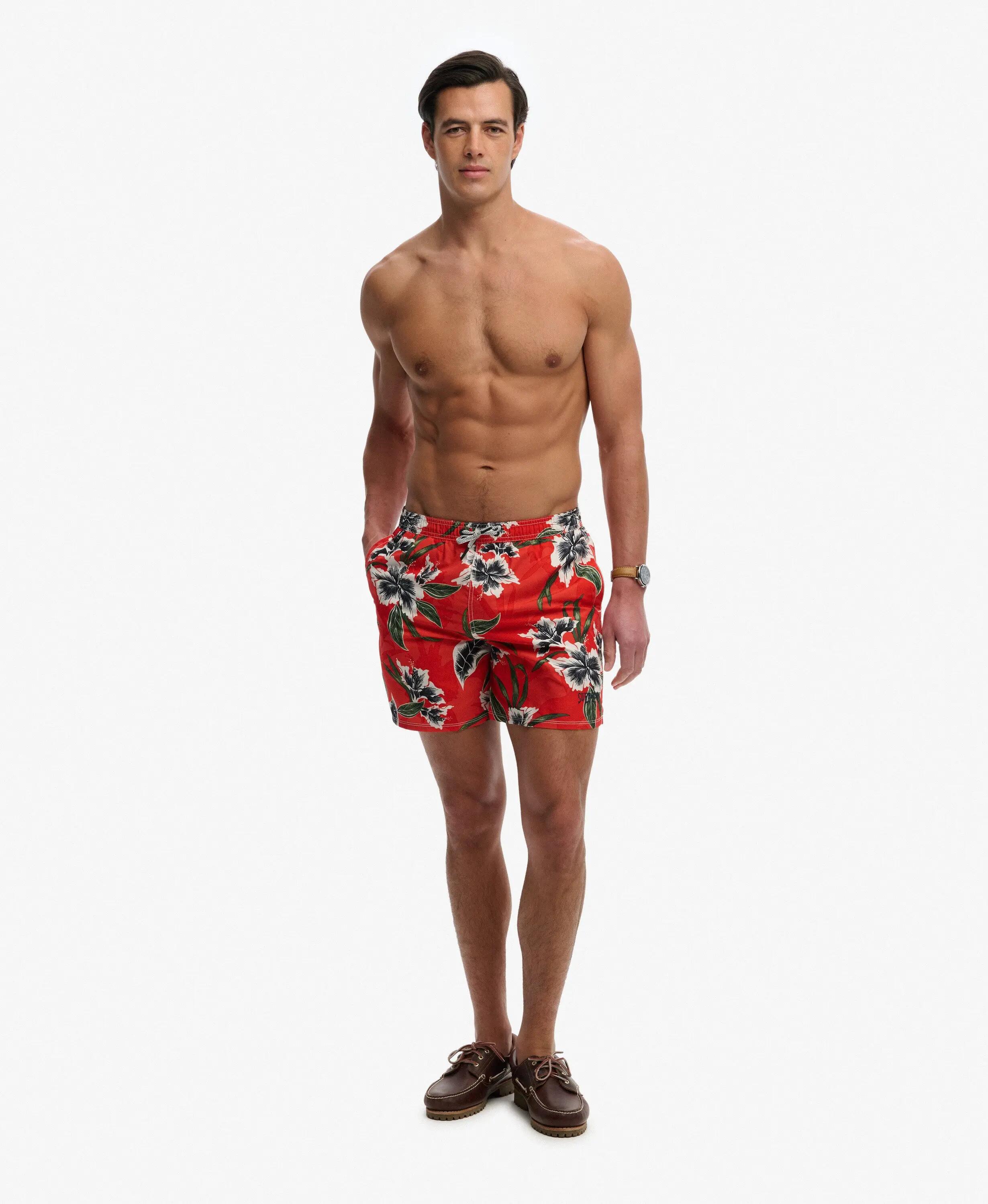 superdry Costume da bagno 16" stampa hawaiana - Hibiscus Red 6/7