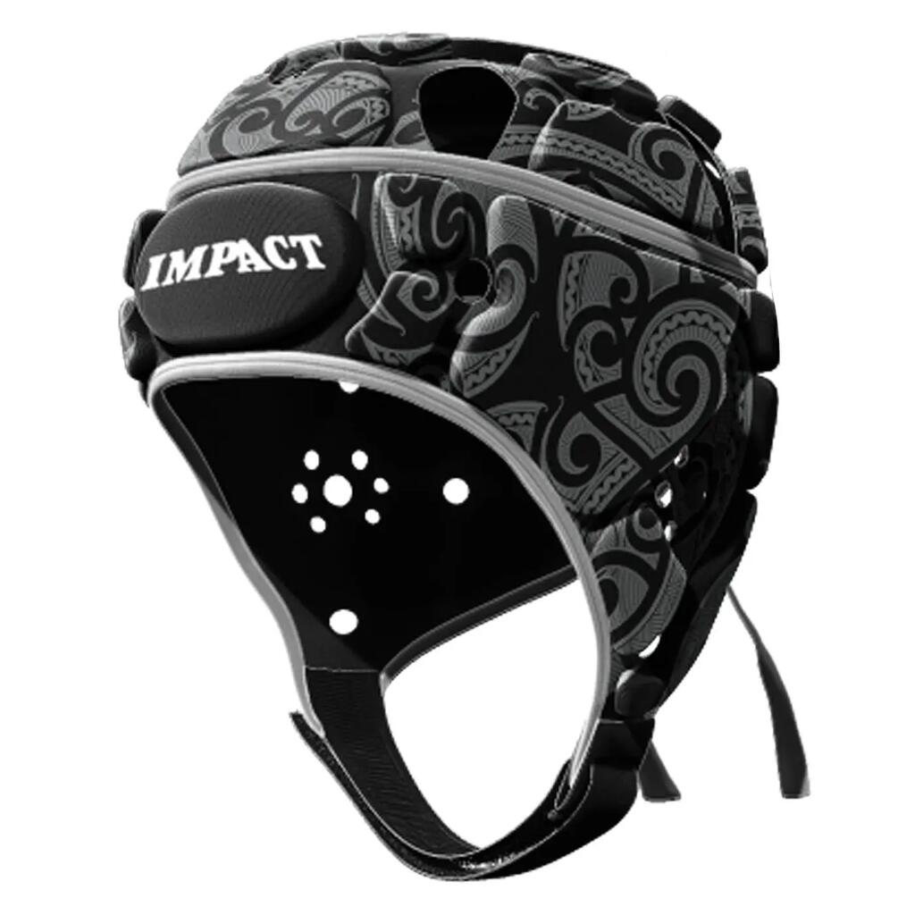 Impact V2 Tribal Rugby Headguard Black and Grey