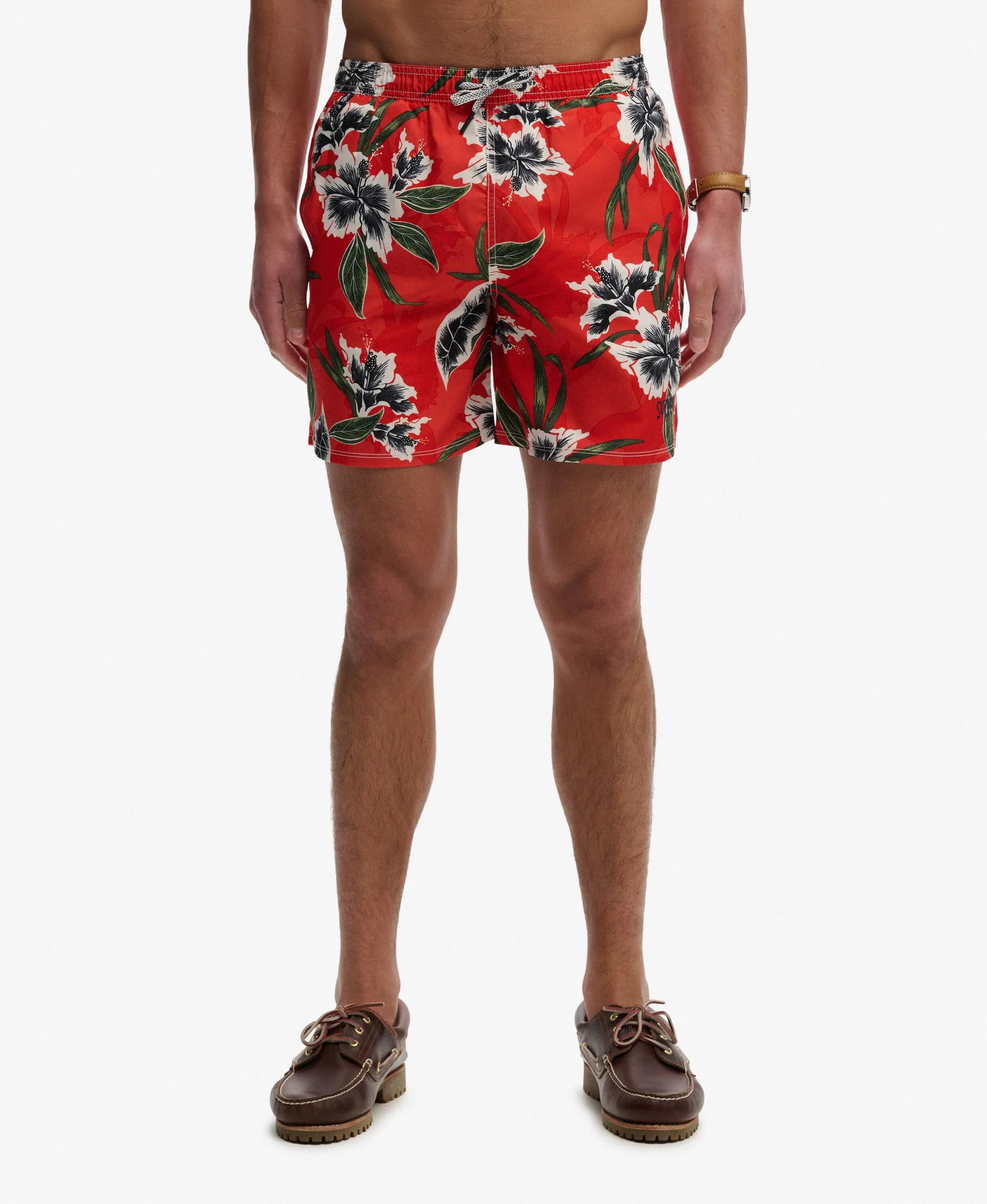 superdry Costume da bagno 16" stampa hawaiana - Hibiscus Red 4/7