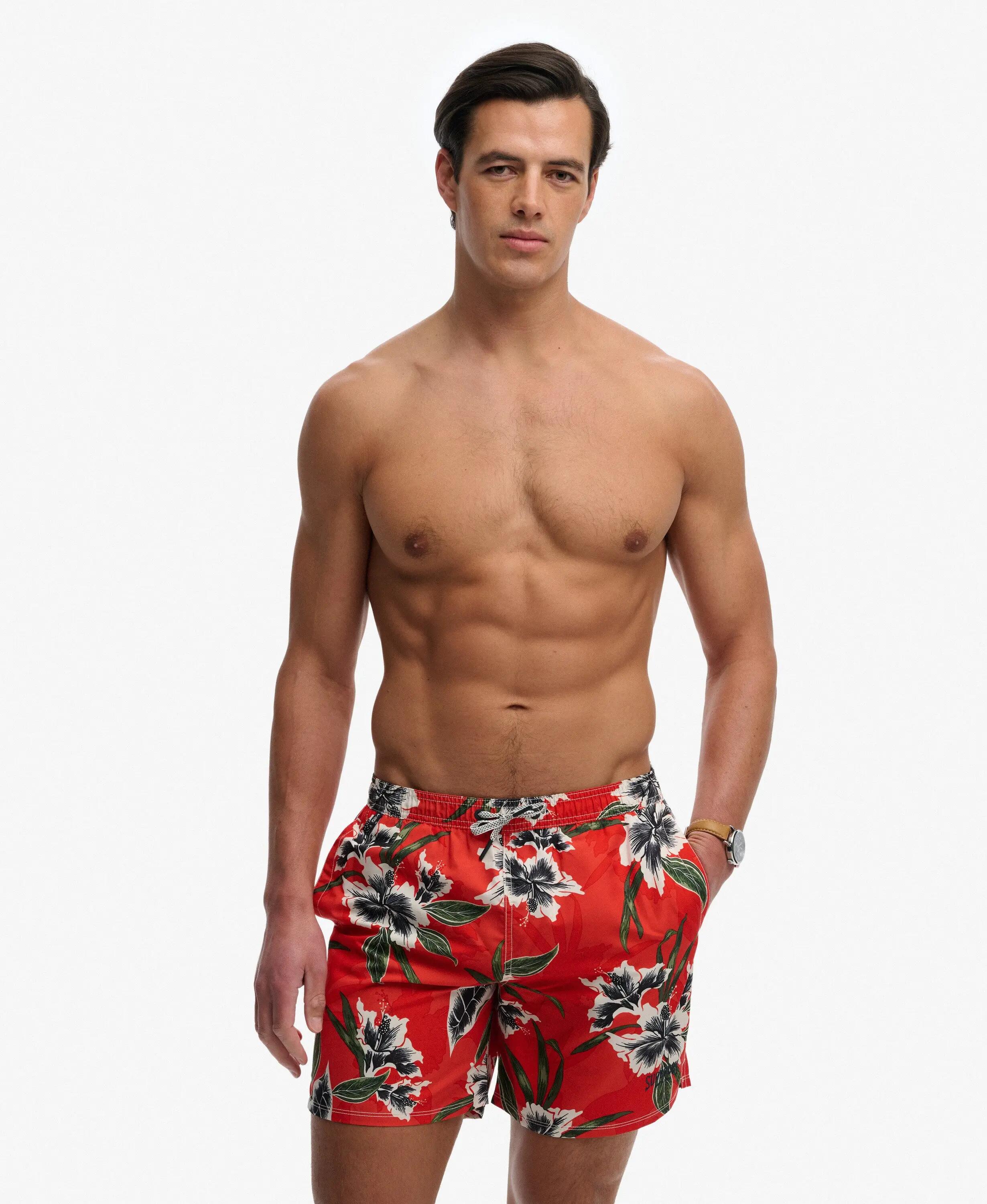 superdry Costume da bagno 16" stampa hawaiana - Hibiscus Red 2/7