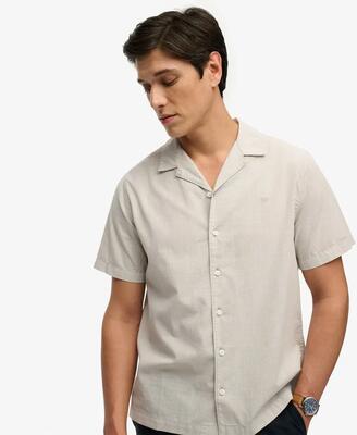 Superdry cabana short sleeve shirt – 100% biologisch katoen chalk grey