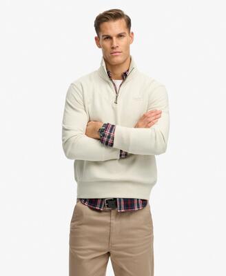 superdry Felpa Essential Logo Half Zip in cotone e poliestere riciclato - Birch