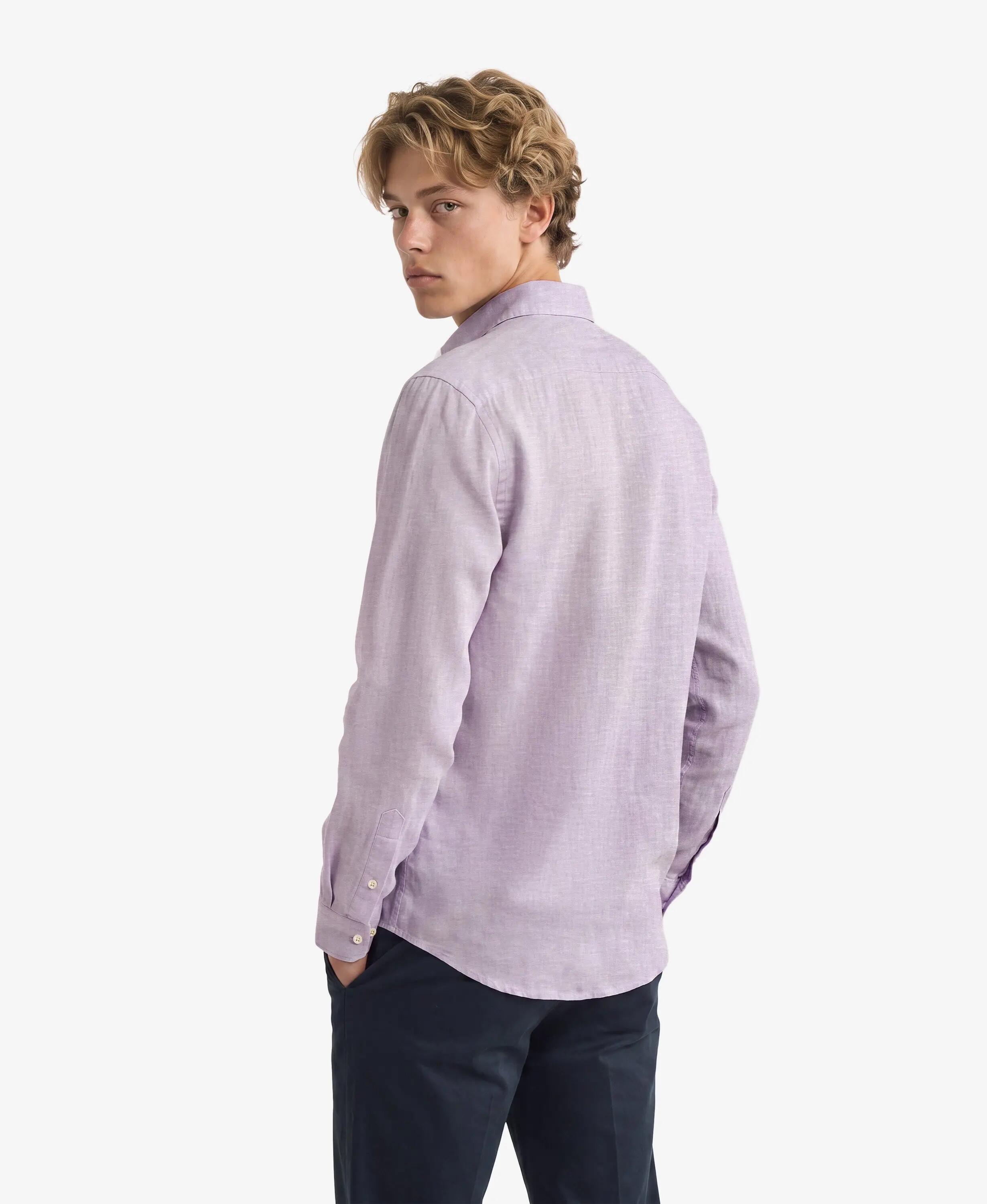 superdry Riviera Leinenhemd Langarm – 100% Leinen, relaxed fit – Lilac Chambray 5/5